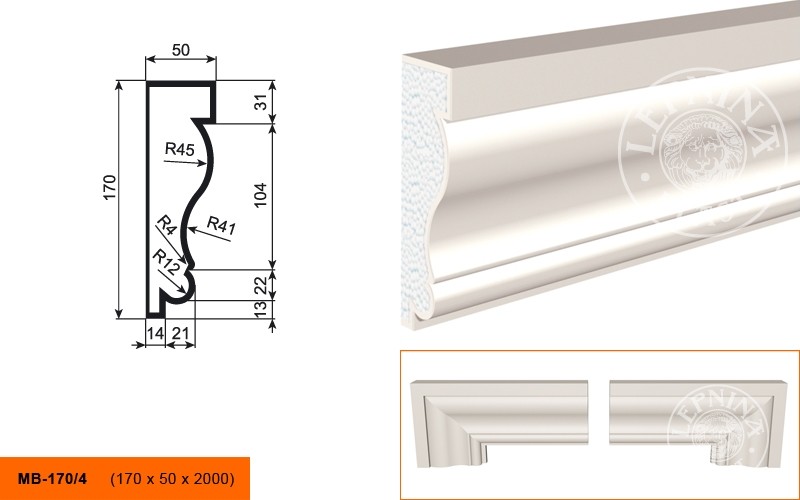 Молдинг фасадный Lepninaplast МВ-170/4